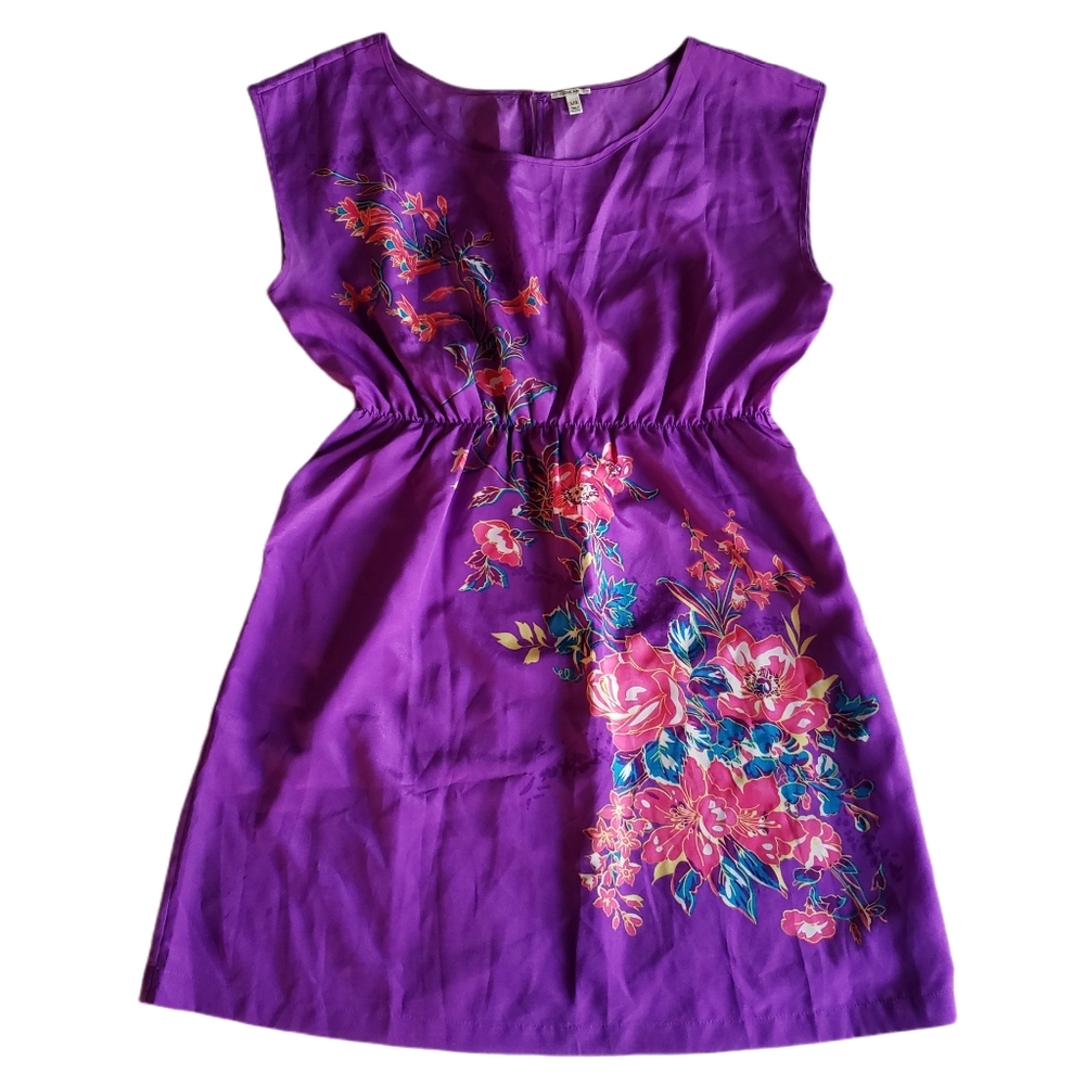 I LOVE H81 / Forever 21 Purple Floral Dress NWOT Size Large